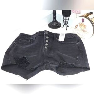 Torrid Coal Mine Black Distressed 3.5 inch High Rise Shorts Size 10 NWT
